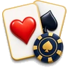 Blackjack icon: playing cards with a casino chip