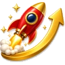 Crash games icon: rocket climbing a rising curve